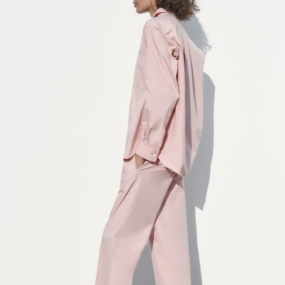 Zara Poplin Shirt Light Pink Sz M - Picture 11 of 12